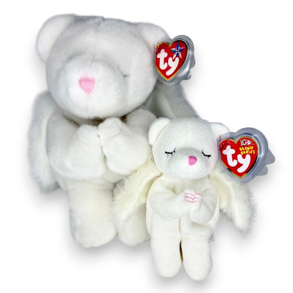 Blessed the Bear Duo | Heavenly Angels | Mint Heart Tags TY Beanie Baby & Buddy